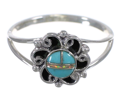 Authentic Sterling Silver Southwestern Turquoise Opal Ring Size 6-1/2 QX84569